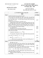 Đáp án tốt nghiệp THPT Quốc Gia môn Vật lí hệ bổ túc 2003-2004 - Học Toàn Tập