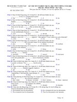 Đề thi tốt nghiệp THPT Quốc Gia môn Tiếng Pháp hệ 7 năm 2005-2006 - Học Toàn Tập