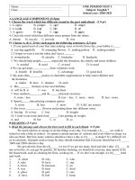 Đề thi giữa kì – Anh 7 - Website Trường THCS Phan Bội Châu - Đại Lộc - Quảng Nam