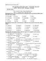 ĐỀ THI HSG TIẾNG ANH 9-2016-2017 - Website Trường THCS Phan Bội Châu - Đại Lộc - Quảng Nam