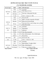 Kế hoạch dạy học trực tuyến lớp 2 - Tuần 26.