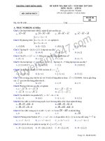 Đề thi kì 1 lớp 10 môn Toán - THPT Đông Hiếu năm 2018
