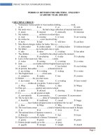 Đề cương thi kiểm tra giữa học kì 1 môn tiếng anh lớp 9, trường THCS Phước Nguyên, TP Bà Rịa, Tỉnh Bà Rịa Vũng Tàu 2020-2021 - Học Toàn Tập