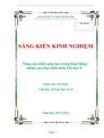 skkn Nâng cao tính sáng tạo trong hoạt động nhóm của học sinh môn Tin học 8