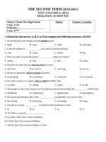 Download Đề kiểm tra 15 phút kì 2 tiếng anh 11