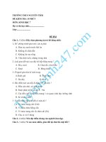 Đề kiểm tra 15 phút lớp 7 môn Sinh kì 1 - THCS Nguyễn Trãi