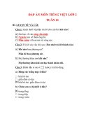 Đáp án Môn Toán và Tiếng Việt - Khối 2 - Tuần 21