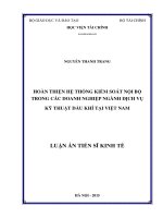 Hoàn thiện hệ thống kiểm soát nội bộ trong doanh nghiệp dịch vụ kỹ thuật dầu khí tại việt nam  