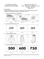 Đề và đáp án kiểm tra học kì 1 môn Tiếng Anh lớp 10 trường THPT Thanh Miện, Sở GD&ĐT Hải Dương 2019-2020 - Học Toàn Tập