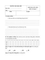 Kế hoạch Kiểm tra đánh giá môn Tin học HKII