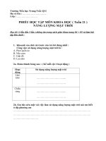 Bài tập Môn Khoa học - Khối 5 - Tuần 21