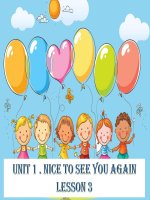 Tiếng Anh 4 - Tuần 2 - Unit 1 - Lesson 3 - Nice to see you again - Hồng Nhung