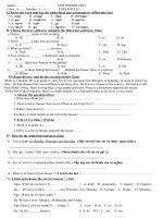 Đề kiểm tra 1 tiết Tiếng Anh 6 Lần 2 - Website Trường THCS Phan Bội Châu - Đại Lộc - Quảng Nam