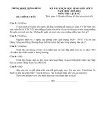 Đề thi HSG môn Lịch sử lớp 9, Phòng GD&ĐT huyện Thăng Bình. Quảng Nam đợt 1 - năm học 2015-2016 - Học Toàn Tập