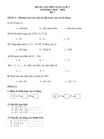NỘI DUNG ÔN TẬP TRỰC TUYẾN MÔN TOÁN - KHỐI LỚP 2 (ĐỀ SỐ 07)