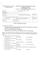 Đề thi HSG Tiếng Anh bài nghe lớp 8 cấp huyện Nam Trực, Nam Định 2017-2018 - Học Toàn Tập