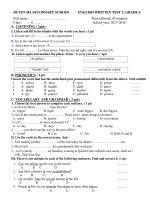 duyen ha secondary school english written test 2 grade 6
