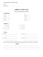 Phiếu học tập môn Toán lớp 2 - Tuần 27