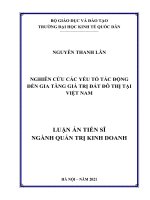Nghiên cứu các yếu tố tác động đến gia tăng giá trị đất đô thị tại việt nam 