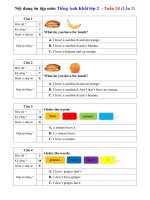 NỘI DUNG ÔN TẬP MÔN TIẾNG ANH ĐỀ TRẮC NGHIỆM – KHỐI LỚP 2 TUẦN 24 – ĐỀ 2