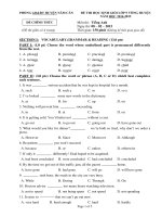 Đề thi HSG Tiếng Anh lớp 9 cấp huyện Năm Căn, Cà Mau 2014-2015 - Học Toàn Tập