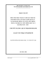 Phân tích thực trạng và đề xuất một số giải pháp nâng cao chất lượng quản lý vận hành hệ thống vô tuyến viễn thông Trung tâm dịch vụ viễn thông khu vực 1 giai đoạn 2001 2015