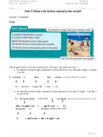 Đề cương ôn tập kiến thức Tiếng Anh lớp 4 tuần 25: Unit 9 What's the fastest animal in the world - Lesson 2