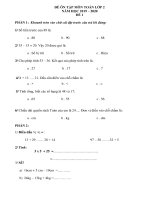 NỘI DUNG ÔN TẬP TRỰC TUYẾN MÔN TOÁN - KHỐI LỚP 2 (Đề số 01)