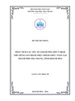 Phân tích các yếu tố ảnh hưởng đến ý định tiêu dùng sản phẩm thực phẩm chức năng tại thành phố nha trang, tỉnh khánh hòa  