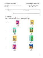 Bài kiểm tra định kì cuối HK1  - Năm học 2019 - 2020.  Môn Tiếng Anh -  Lớp 4