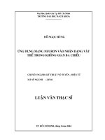 Ứng dụng mạng neuron vào nhận dạng vật thể trong không gian ba chiều 