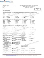 Đề kiểm tra 1 tiết - đề số 1 - tiếng Anh 9 ( Có đáp án)