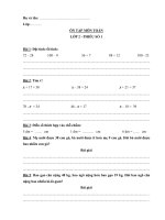 ÔN TẬP MÔN TOÁN LỚP 2 - PHIẾU 1