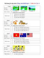 NỘI DUNG ÔN TẬP MÔN TIẾNG ANH ĐỀ TRẮC NGHIỆM – KHỐI LỚP 4 TUẦN 24 – ĐỀ 2