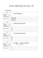 NỘI DUNG ÔN TẬP MÔN TOÁN ĐỀ TRẮC NGHIỆM – KHỐI LỚP 1 TUẦN 24 – ĐỀ 1