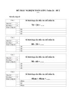 NỘI DUNG ÔN TẬP MÔN TOÁN ĐỀ TRẮC NGHIỆM – KHỐI LỚP 1 TUẦN 24 – ĐỀ 2