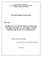 Nghiên cứu sử dụng phụ gia kim loại kết hợp với phụ gia alcohol (rượu) để pha chế xăng từ condensate 