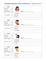 NỘI DUNG ÔN TẬP MÔN TIẾNG ANH ĐỀ TRẮC NGHIỆM – KHỐI LỚP 1 TUẦN 24 – ĐỀ 1