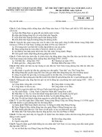 Đề thi thử THPT quốc gia môn Lịch sử trường Nguyễn Trung Thiên, Hà Tĩnh lần 1 mã đề 002 - Học Toàn Tập