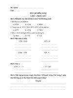 ÔN TẬP MÔN TOÁN LỚP 3 - PHIẾU SỐ 3