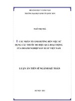 Các nhân tố ảnh hưởng đến việc sử dụng các thước đo hiệu quả hoạt động của các doanh nghiệp sản xuất việt nam 
