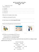 NỘI DUNG ÔN TẬP TRỰC TUYẾN MÔN TIẾNG VIỆT - KHỐI LỚP 2 (Đề số 01)