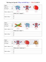 NỘI DUNG ÔN TẬP MÔN TIẾNG ANH ĐỀ TRẮC NGHIỆM –  KHỐI LỚP 1 TUẦN 22 – ĐỀ 2