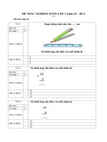 NỘI DUNG ÔN TẬP MÔN TOÁN ĐỀ TRẮC NGHIỆM – KHỐI LỚP 1 TUẦN 23 – ĐỀ 2