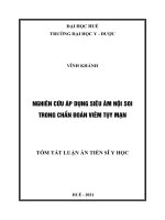 NGHIÊN cứu áp DỤNG SIÊU âm nội SOI TRONG CHẨN đoán VIÊM tụy mạn TT 