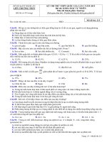 Đề thi Đề thi thử THPT quốc gia môn Sinh học liên trường TP Vinh, Nghệ An lần 1 mã đề 215 - Học Toàn Tập