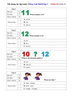 NỘI DUNG ÔN TẬP MÔN TIẾNG ANH ĐỀ TRẮC NGHIỆM – KHỐI LỚP 1 TUẦN 24 – ĐỀ 2