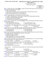 Đề và đáp án kiểm tra học kì 1 môn GDCD lớp 12 trường THPT Thanh Miện, Sở GD&ĐT Hải Dương 2019-2020 - Học Toàn Tập