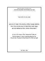 Quản lý việc ứng dụng công nghệ thông tin vào giảng dạy ở trường tiểu học huyện Bình Xuyên tỉnh Vĩnh Phúc