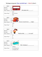 NỘI DUNG ÔN TẬP MÔN TIẾNG ANH ĐỀ TRẮC NGHIỆM –  KHỐI LỚP 4 TUẦN 21 – ĐỀ 1